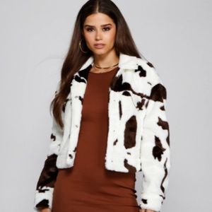 Cowprint Coat- WORN ONCE-